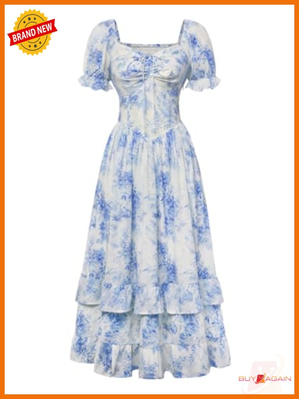 Floral Maxi Dress Puff Sleeve Corset Tea Party Sweetheart Neck Smocked